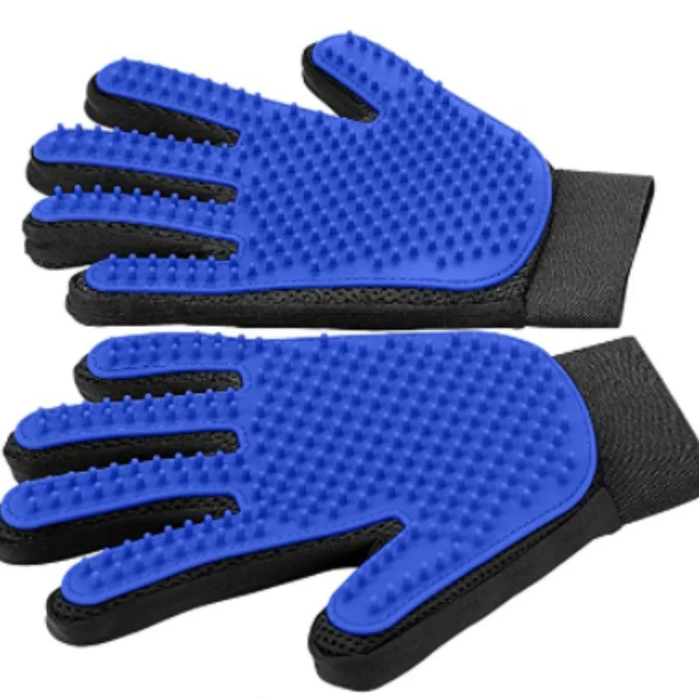 Dog Cat Pet Grooming Gloves for Gentle Brushing Deshedding